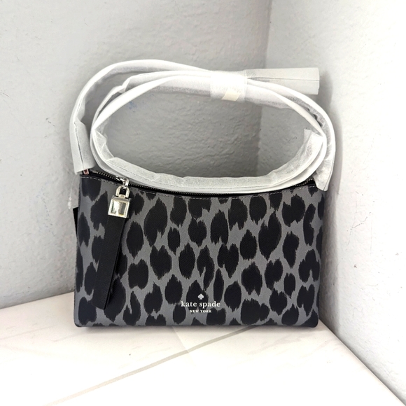Kate Spade Sadie Animal Print Crossbody Grey Multi - Picture 1 of 4